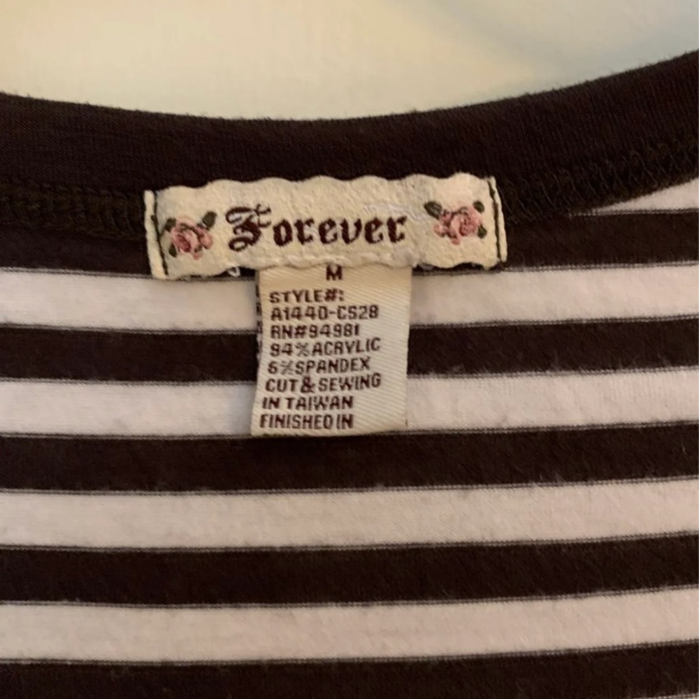 Forever Brown and White stripe top - Picture 3 of 4